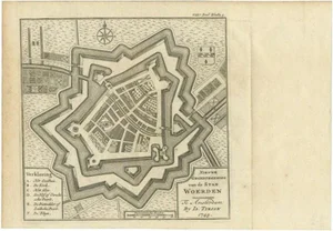 Antique Map of the City of Woerden by Tirion, 1750