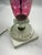 Vintage Cranberry Cut-to-Clear Glass Table Lamp on Marble Base For Sale - Image 4 of 10
