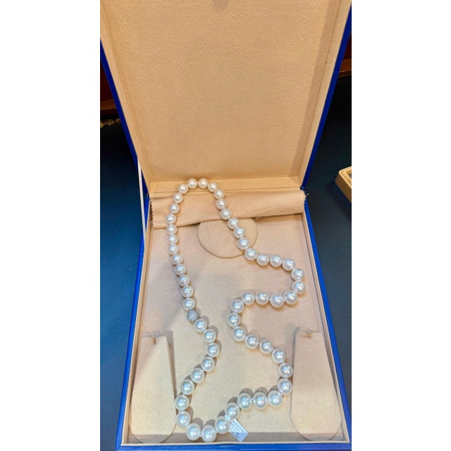Metal Paul Morelli Flawless South Sea Pearl & 4 Ct Diamond Strand Opera Necklace 36 " For Sale - Image 7 of 8