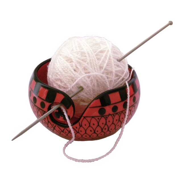 Handcrafted Tomato Red Ceramic Yarn Bowl For Sale - Image 4 of 5