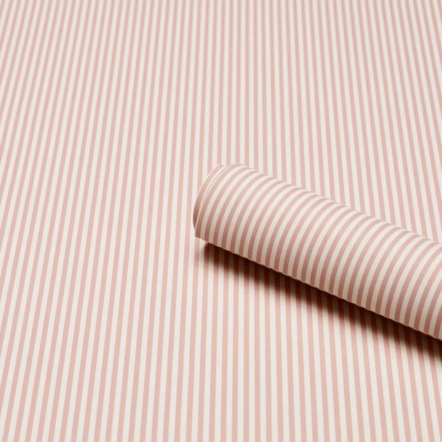 Contemporary Schumacher Emma Stripe Narrow Wallpaper In Rose For Sale - Image 3 of 4