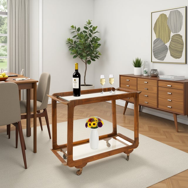 Brown Rectangle Entertainment Bar Cart For Sale - Image 8 of 8