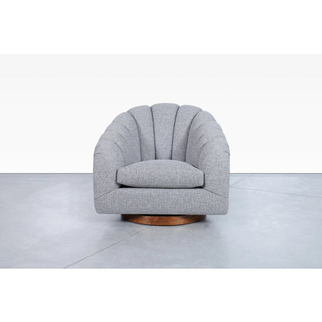 Mid-Century Modern Channel Back Swivel Lounge Chairs by Directional, 1970s For Sale In Los Angeles - Image 6 of 12