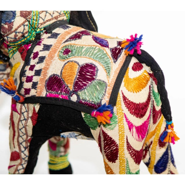Vintage Raj Hand-Crafted Stuffed Cotton Embroidered Elephant, India, 1950 For Sale - Image 11 of 13
