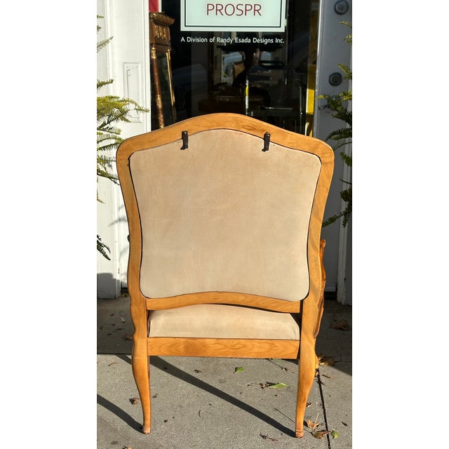 1990s Nancy Corzine Tropez French Mahogany & Leather Fauteuil Arm Chair For Sale - Image 5 of 6