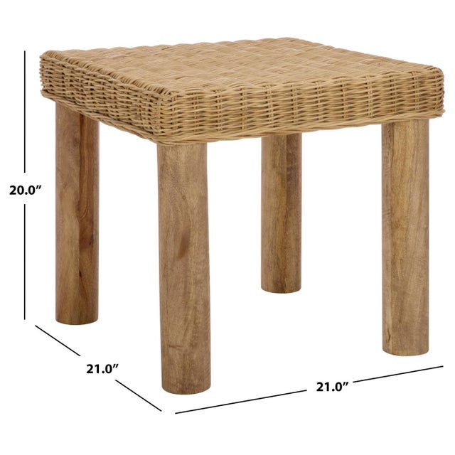 Contemporary Shazza Wicker Rattan Weaved Accent Table in Natural For Sale - Image 3 of 7