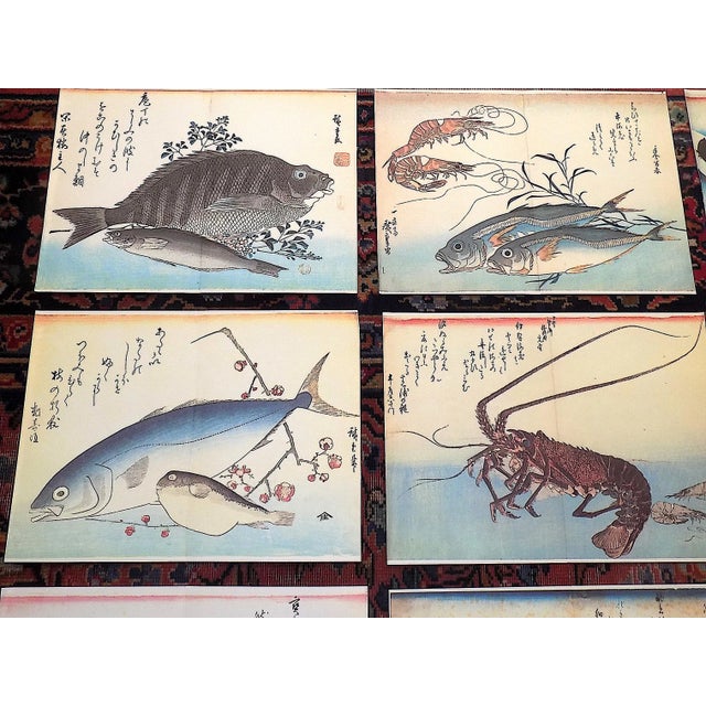 This set of nine (9) lithographs (offset) depict fish and poetry from the portfolio 'A Shoal Of Fishes" by theJapanese...