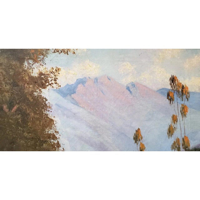 Western Mountain Landscape With Oxen Wagon 20th C. For Sale In San Francisco - Image 6 of 10