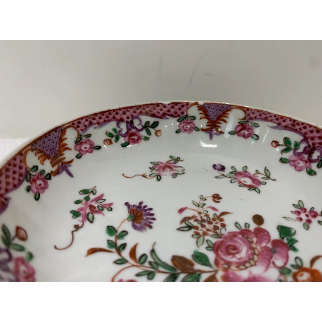 18th Century Antique Chinese Export Qianlong Famille Rose Saucer/ Small Dish- 1780 For Sale - Image 11 of 11