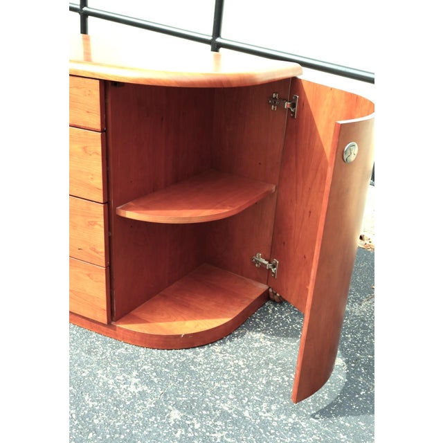 1990s 1990s Doimo Italian Modern Curved Cherry Credenza Dresser With Mirror For Sale - Image 5 of 9