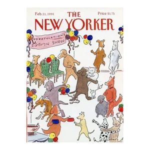 1991, New Yorker Magazine Cover, February 11 (Danny Shanahan), Original Vintage Cover, Dogs, Dog Show