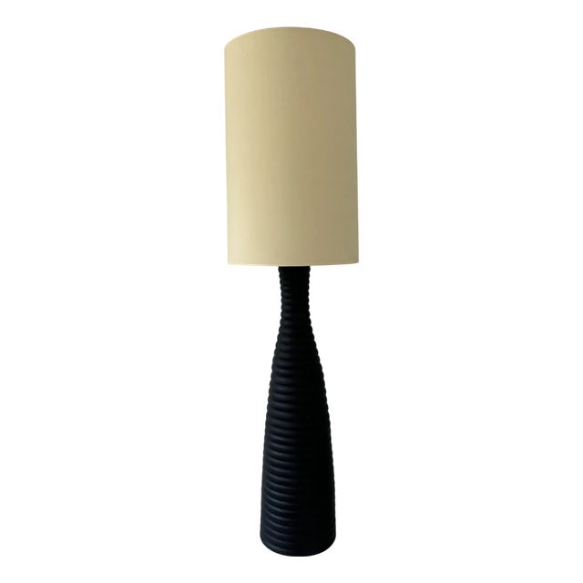 Large Black Ceramic Table Lamp, 1990 For Sale