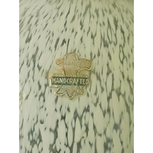 Mid 20th Century Signed Pair of Vintage Murano Mazzega Style Splatter Glass Table Lamps With Detailed Cutout and Dolphin Base For Sale - Image 5 of 9