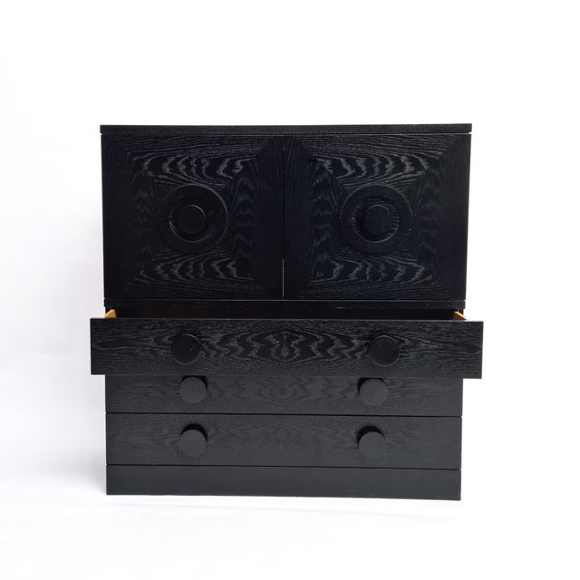 Brutalist Black Bar Cabinet with Two Doors and Three Drawers, Belgium, 1970s For Sale - Image 5 of 17