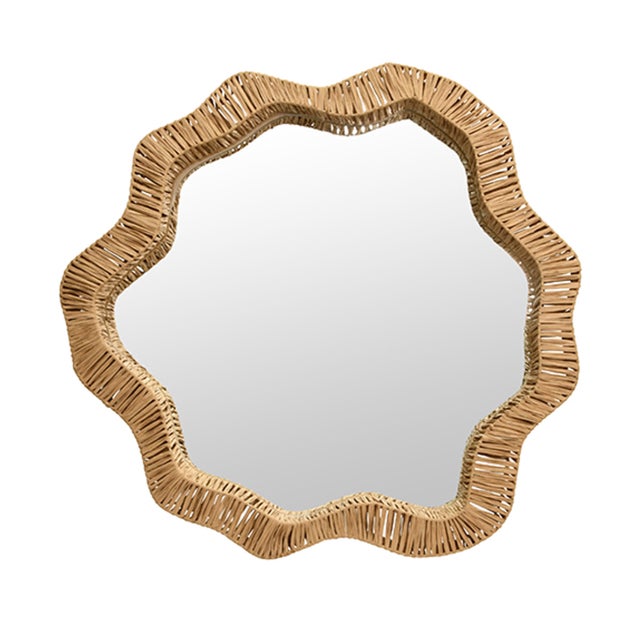 Not Yet Made - Made To Order Matthew Izzo Home - Komodo Natural Rattan Round Organic Shaped Wall Mirror For Sale - Image 5 of 5