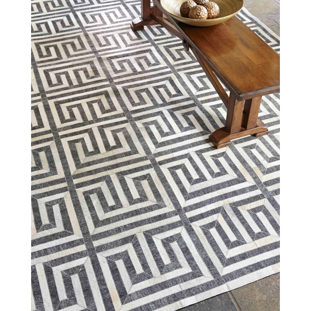 Dover Patchwork Leather Viscose Charcoal Ivory Rug - 11'6"x14'6" For Sale In Los Angeles - Image 6 of 8