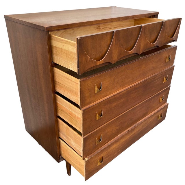 1960s Broyhill Brasilia Mid Century Modern Tallboy Dresser With 5