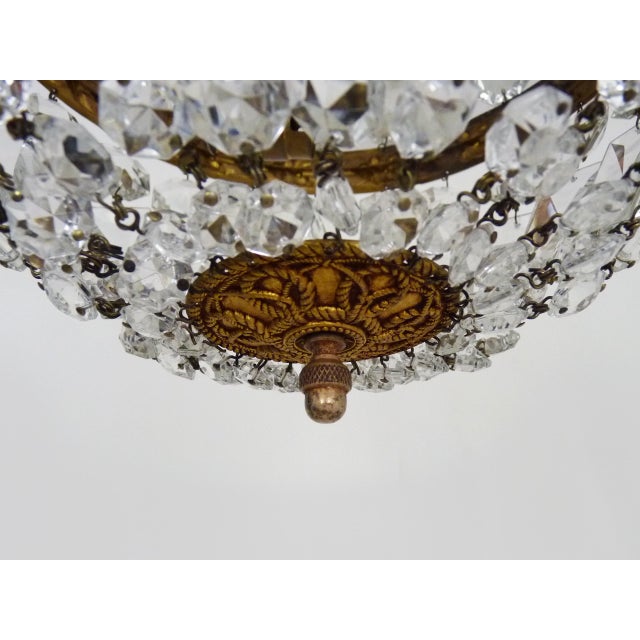 Louis XVI Style Crown-Shaped 3-Light Ceiling Light with Half-Basket of Glass Pendants, 1960s For Sale - Image 6 of 9