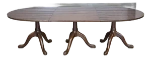 Kittinger Williamsburg Mahogany Three Pedestal Dining Table