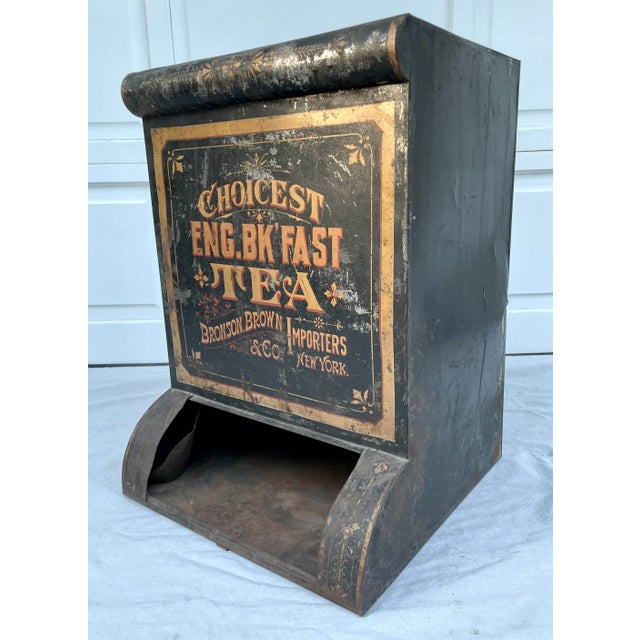 Antique Large Shopkeeper Advertising Tea Metal Bin For Sale - Image 12 of 13