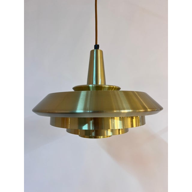 Danish Gold Slatted Lamp For Sale - Image 3 of 11