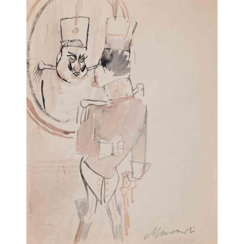 Watercolor drawing realized by Mino Maccari in 1940s. Hand signed in pencil lower right. Very good condition. This piece...