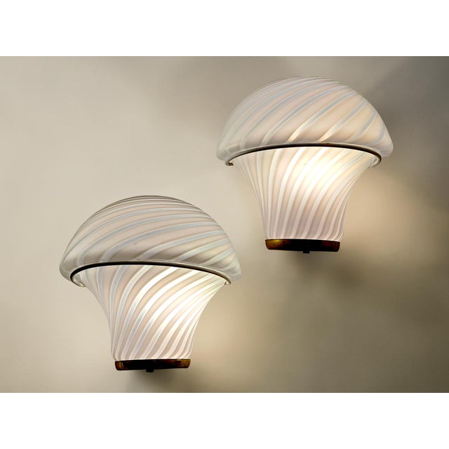 Mushroom-Shaped Murano Glass Wall Lamps from Manifattura Di Murano, 1970s, Set of 2 For Sale - Image 12 of 14