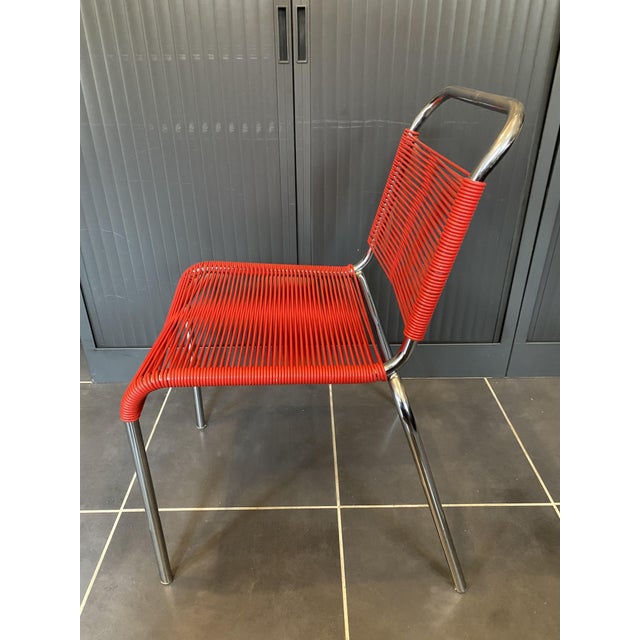 Vintage Chrome and Red Spaghetti Chair, 1960s For Sale - Image 11 of 18