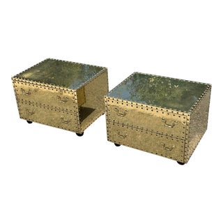 Vintage Sarreid Brass Nightstands, Circa 1970s For Sale