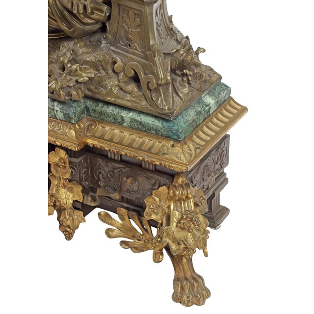 19th C, Large French Bronze & Marble Figural Aristotle , 27"h, Mantle Clock Case!! For Sale - Image 4 of 8