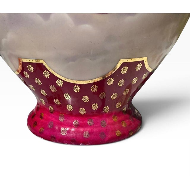 Sky Blue Antique Royal Vienna Style Porcelain Twin-Handled Urn Vase For Sale - Image 8 of 13