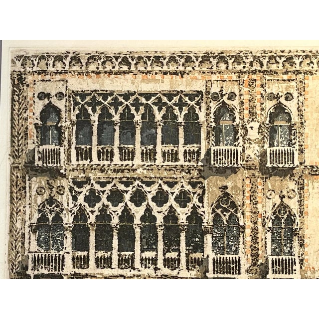 1950s Vintage Color Etching Venice Italy Gondolas by Franz Xavier Wolf For Sale - Image 5 of 7