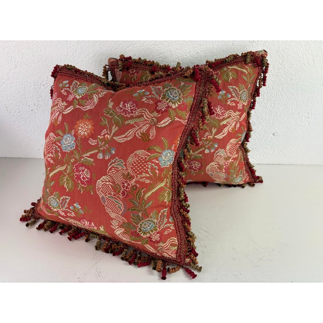 2020s Vintage Brunschwig & Fils French Country Brocade Pillows /Pair For Sale - Image 5 of 8
