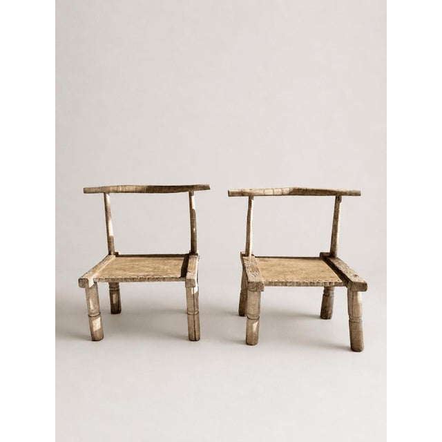 Antique Primitive Low Chairs, 20th Century, Set of 2 For Sale - Image 9 of 11