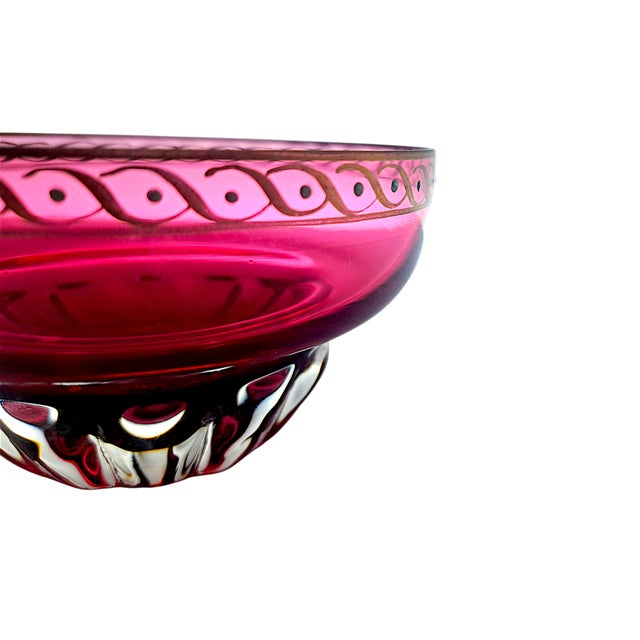 Aqua Cranberry Red Murano Glass Bowls attributed to Seguso, 1960s, Set of 6 For Sale - Image 8 of 10