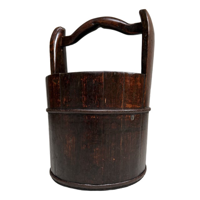 Large Traditional Japanese Bucket with Handle Teoke, 1900s For Sale