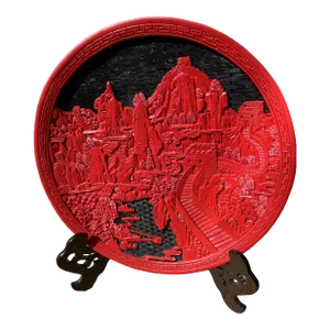 1990s Asian Cinnabar Plate