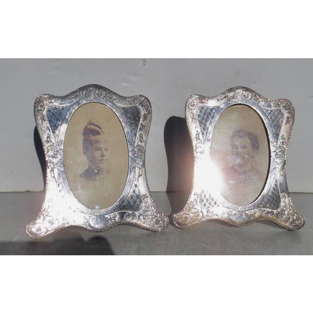 Pair of 2 SilverPlate Victorian Photo Frames- A Pair of 2 For Sale - Image 4 of 8