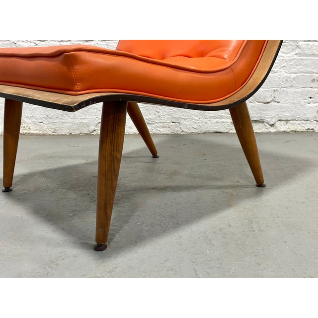 Mid Century Modern Scoop Lounge Chair by Carter Brothers | Orange Tufted Chair, C. 1950's For Sale - Image 11 of 13