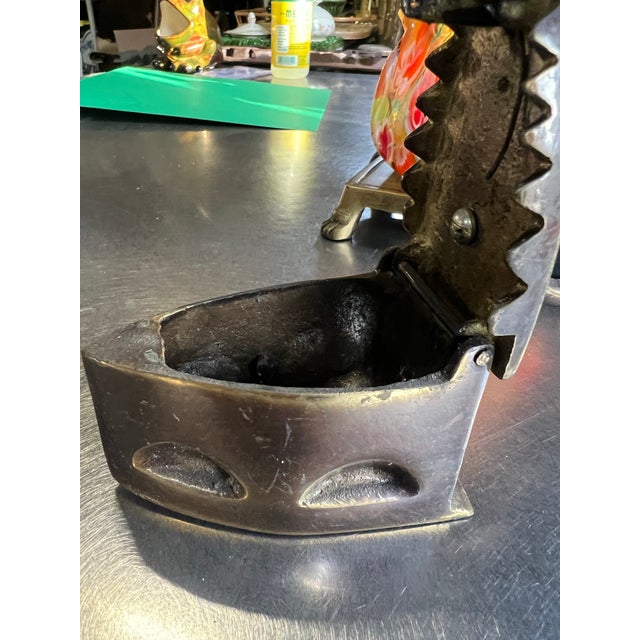 1970s Vintage Miniature Brass Coal Iron With Rooster Accents For Sale - Image 5 of 12