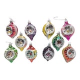 1970s 10 Piece European Teardrop Indented Christmas Ornaments For Sale