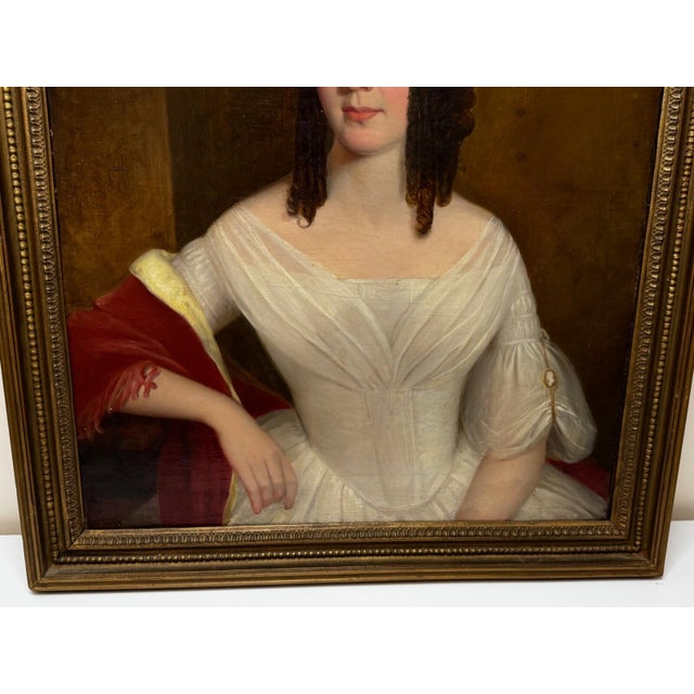 1830s English Oil Portrait of a Woman in White, Sarah Losh Architect & Designer For Sale - Image 10 of 18
