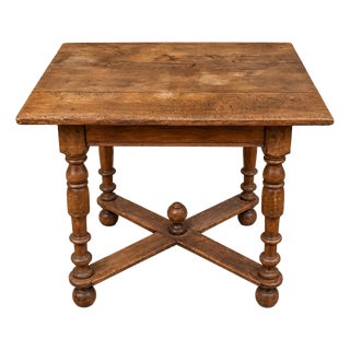 17th Century Louis XIII Style Side Table in Oak with Turned Legs For Sale