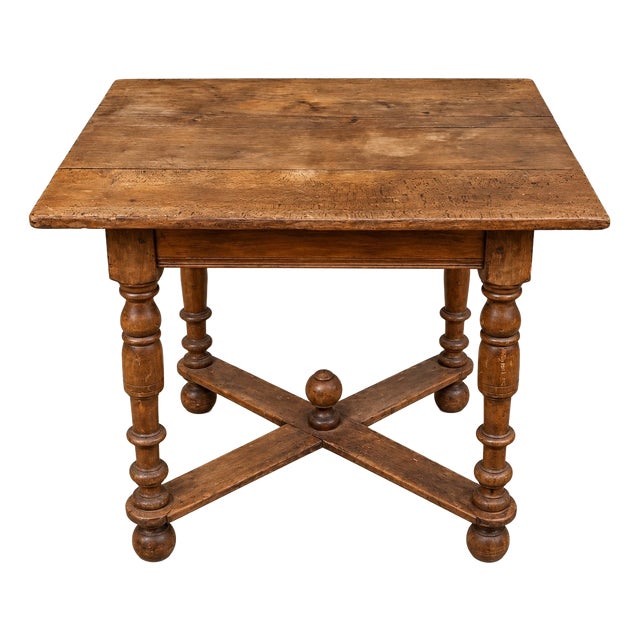 17th Century Louis XIII Style Side Table in Oak with Turned Legs For Sale