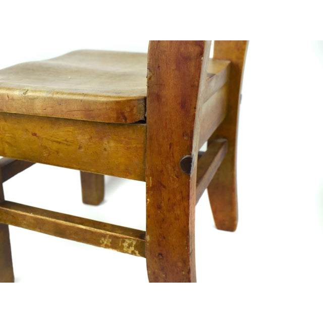 Early 20th Century Solid Wood Schoolhouse Child Chair With Ladder Back Style For Sale - Image 10 of 13