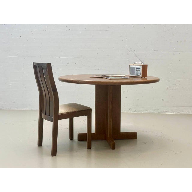 Vintage Round Dining Table in Oak, 1970s For Sale - Image 6 of 16