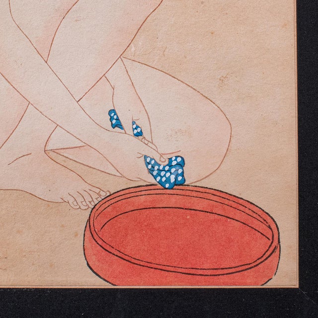 Vintage Figural Woodblock Print, Japanese, After Hashiguchi Goyo, Mid Century For Sale - Image 6 of 9