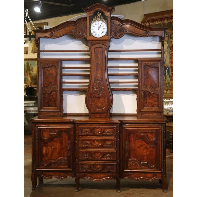 Wood 19th Century French Bressan Walnut Burl Buffet À Horloge Vaisselier For Sale - Image 7 of 12