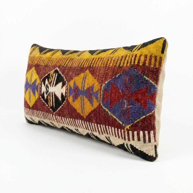Mid-Century Modern Bohemian Long Turkish Kilim Bedding Pillow Cover 14'' X 35'' For Sale - Image 3 of 4