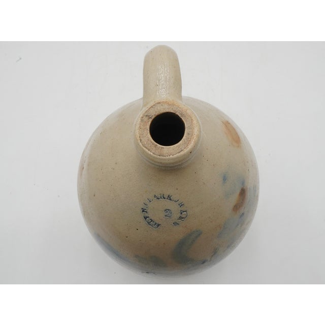 19th Century N. Clark Jr. 2 Gallon Blue Stoneware Jug W. Handle For Sale - Image 5 of 12